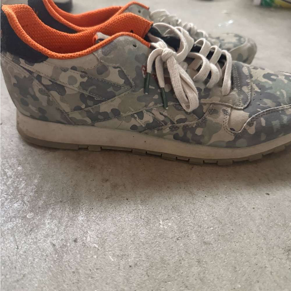 Reebok Camouflage Sneakers with Orange Accents